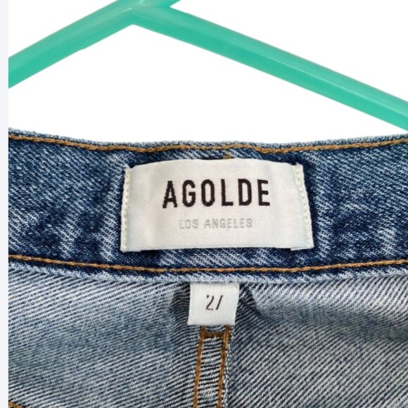 Agolde Riley Frequency high rise straight crop distressed frayed size 27 - Picture 5 of 5